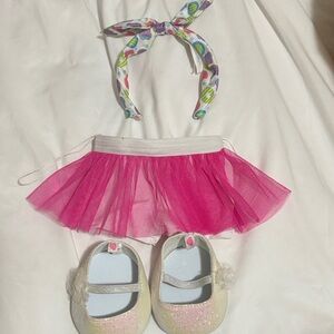 Build-A-Bear Pink tutu skirt, Glittery Ballet Flats and Girl Scout head ba